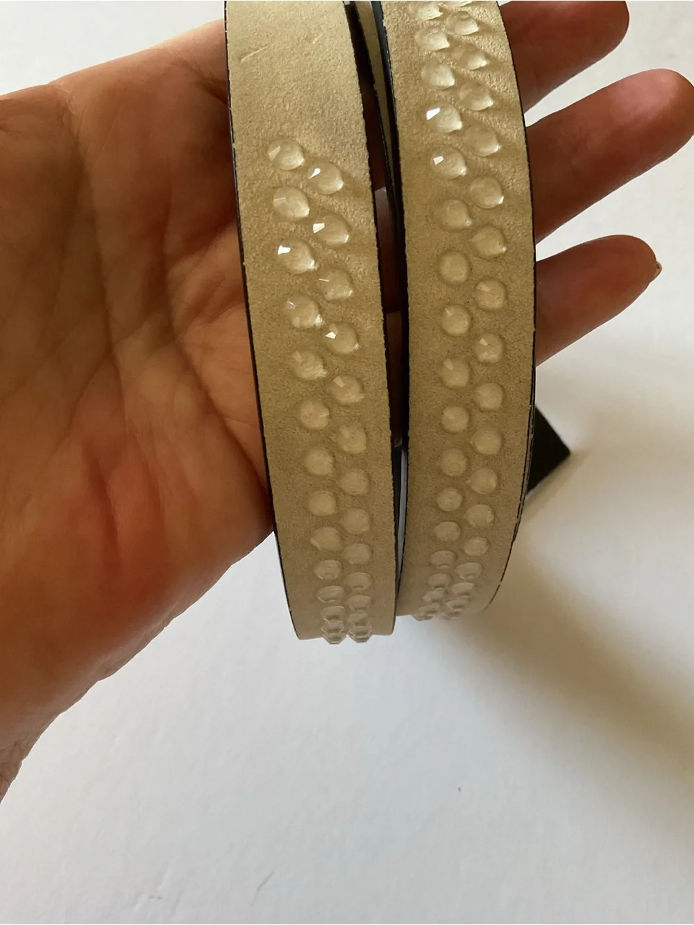KURT GEIGER LONDON WOMENS BELT CLEAR STUDDED ON BONE FAUX LEATHER M/L NWT KURT 30 BELT by KURT GEIGER LONDON main image 2
